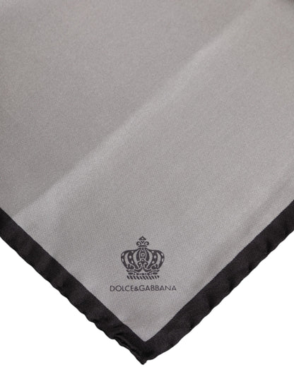 Dolce &amp; Gabbana Gray DG Crown Silk Square Men Foulard Scarf