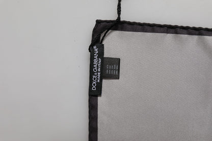 Dolce &amp; Gabbana Gray DG Crown Silk Square Men Foulard Scarf