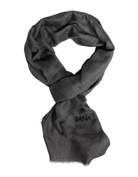Dolce &amp; Gabbana Gray Logo Print Neck Warmer Wrap Shawl Scarf