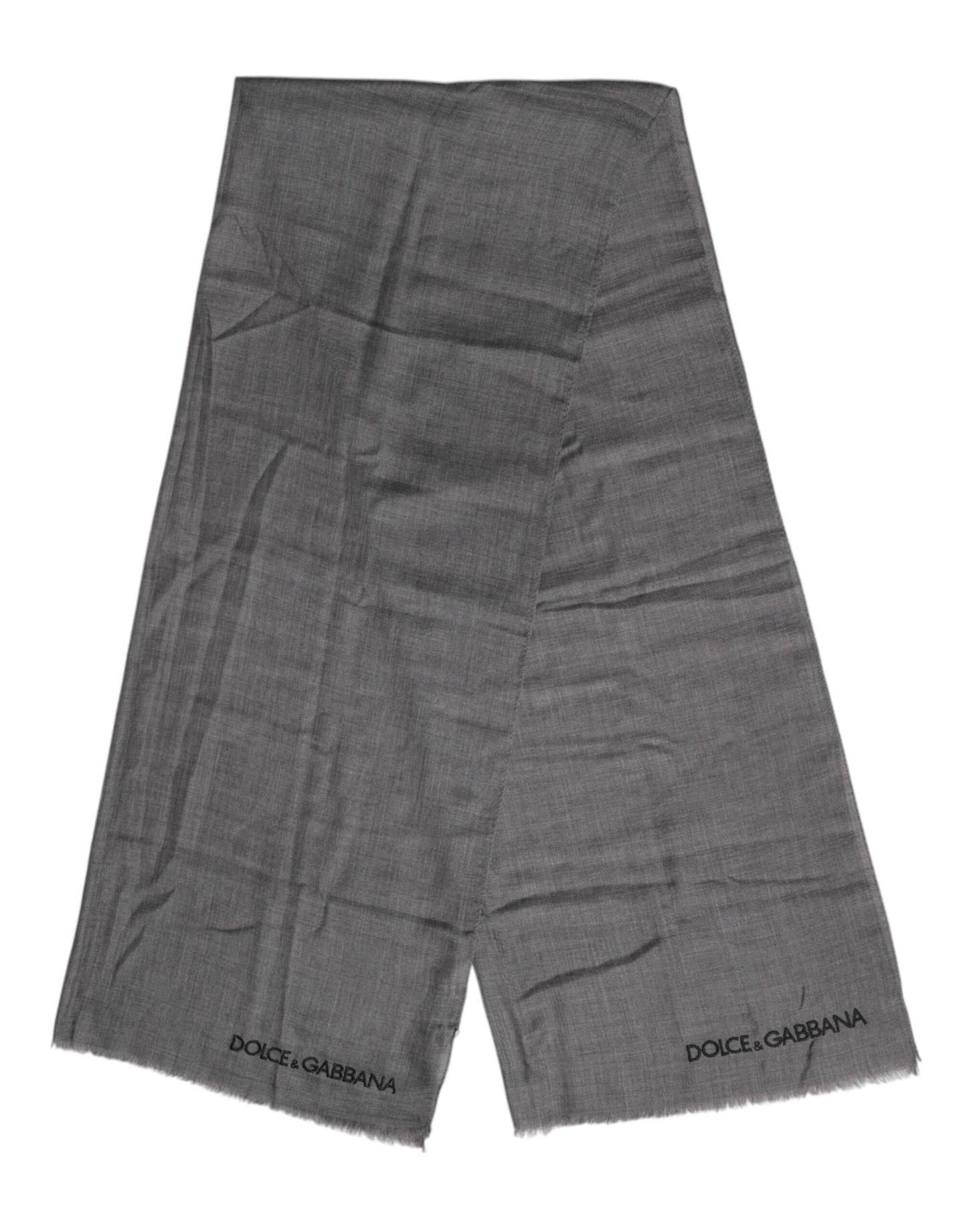 Dolce &amp; Gabbana Gray Logo Print Neck Warmer Wrap Shawl Scarf