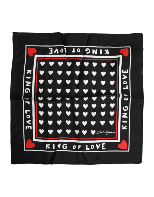 Dolce &amp; Gabbana Black Printed Silk Square Men Foulard Scarf