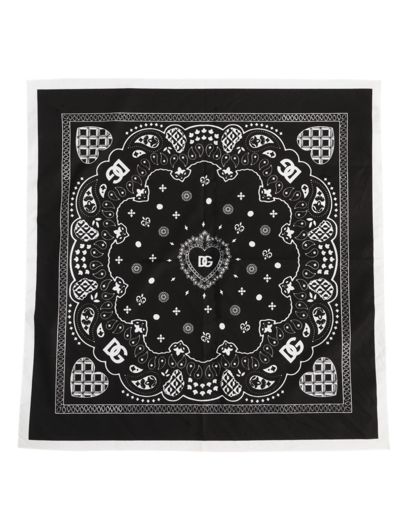 Foulard carré bandana noir et blanc Dolce &amp; Gabbana pour homme