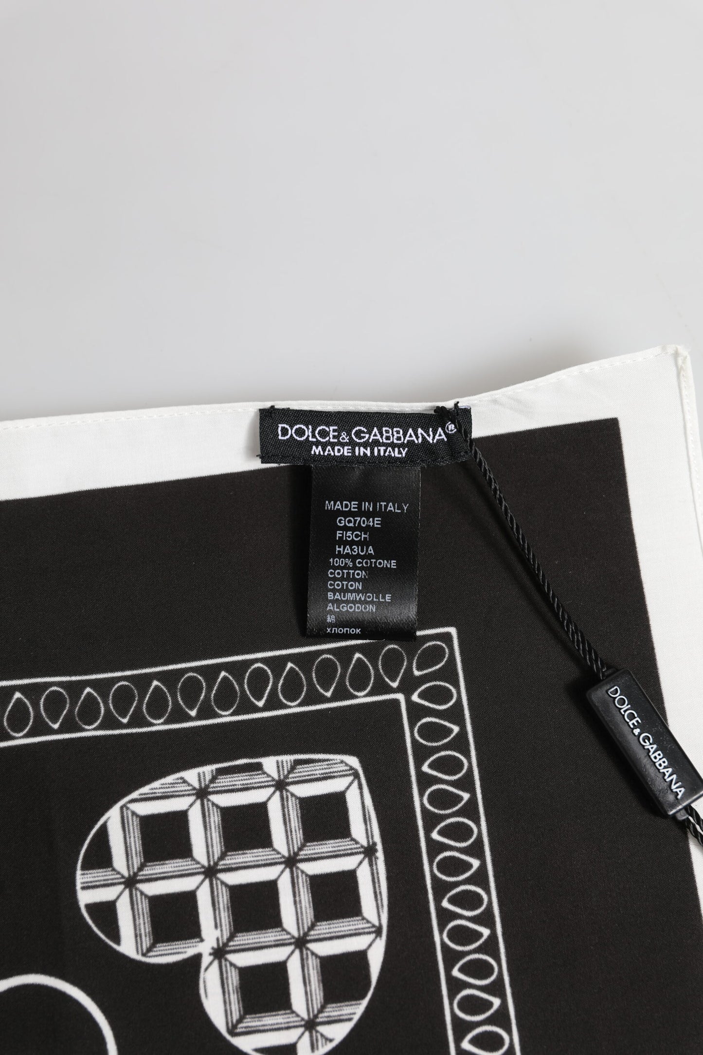 Foulard carré bandana noir et blanc Dolce &amp; Gabbana pour homme