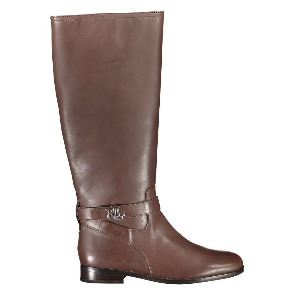 Ralph Lauren Brown Leather Women Boot by Ralph Lauren