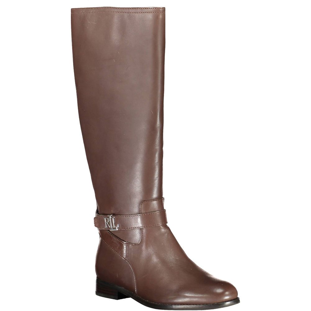 Ralph Lauren Brown Leather Women Boot by Ralph Lauren