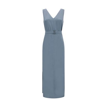 Brunello Cucinelli Long Dress Silk Jewel Neckline Elegant