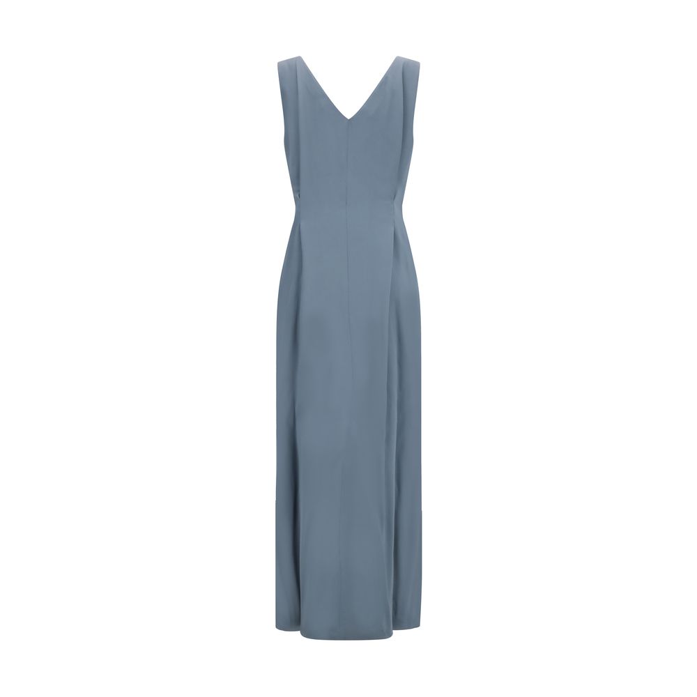Brunello Cucinelli Long Dress Silk Jewel Neckline Elegant