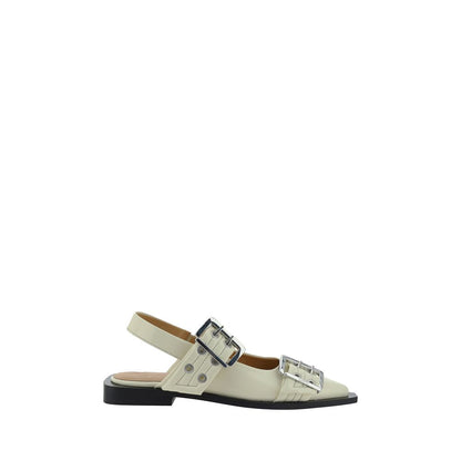Ganni Feminine Buckle Slingback Ballerinas Polyurethane