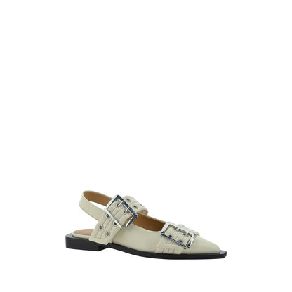 Ganni Feminine Buckle Slingback Ballerinas Polyurethane