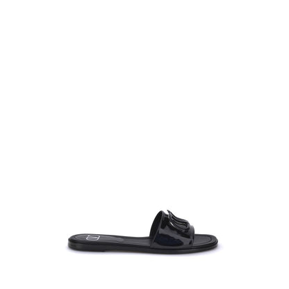 Valentino Garavani Sandales à glissière en cuir verni VLogo
