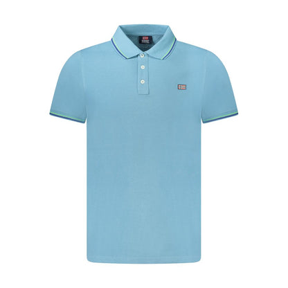 Polo bleu en coton pour homme, Norvège 1963