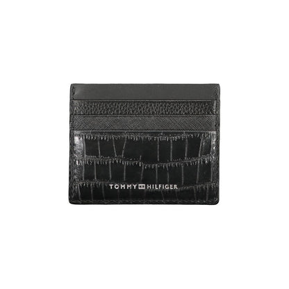 Portefeuille en cuir noir Tommy Hilfiger