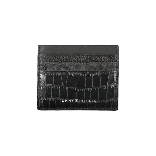 Portefeuille en cuir noir Tommy Hilfiger