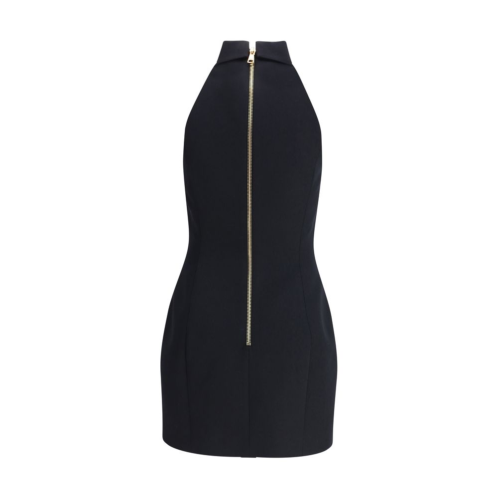 Balmain Sleeveless Short Dress Embossed Button Detail