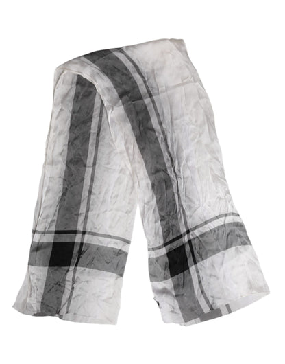 Dolce &amp; Gabbana White Black Silk Warmer Wrap Foulard Scarf