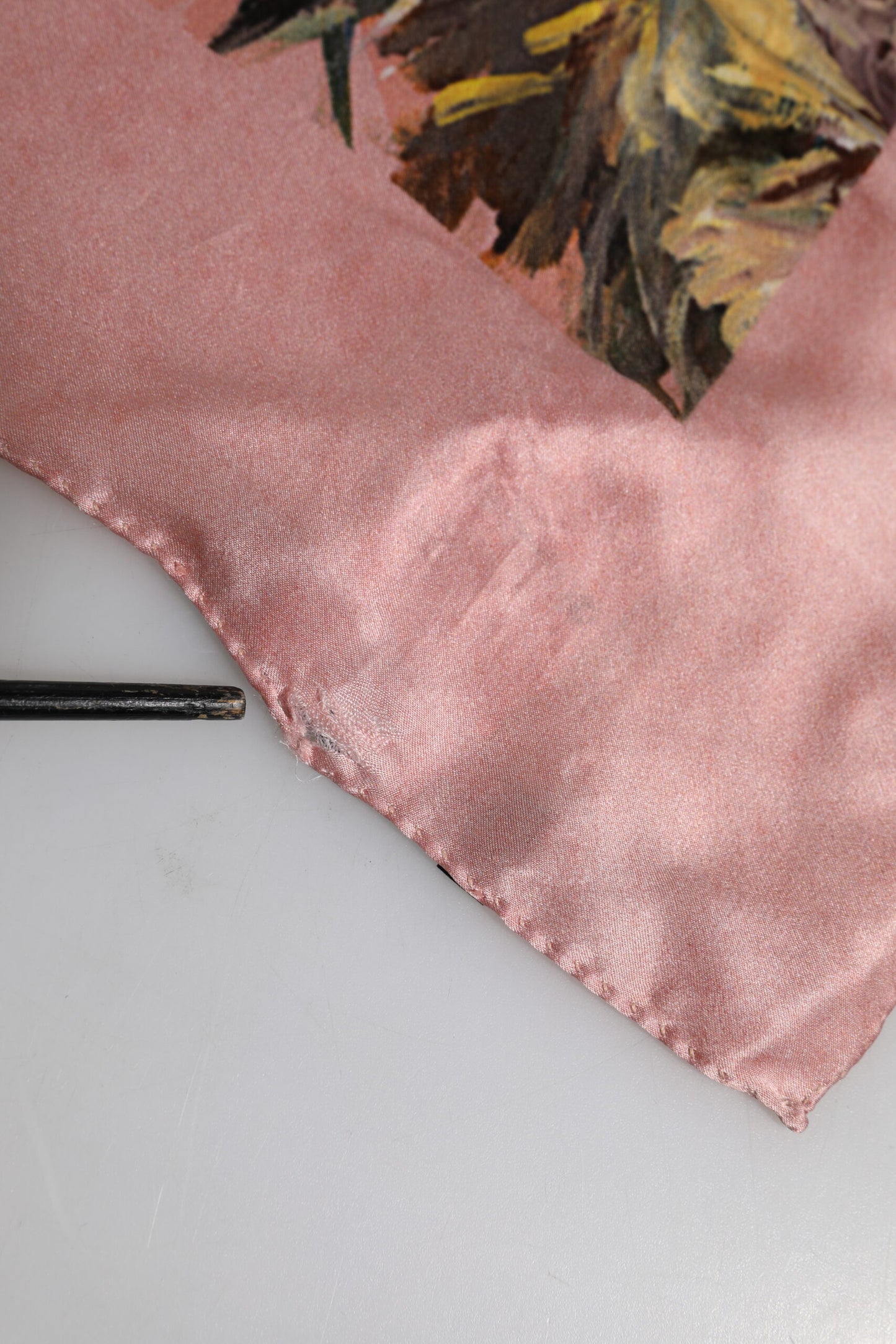 Dolce &amp; Gabbana Pink Silk Floral Print Square Foulard Scarf