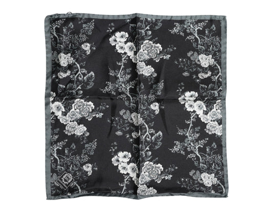 Foulard carré en soie à fleurs noires Dolce &amp; Gabbana