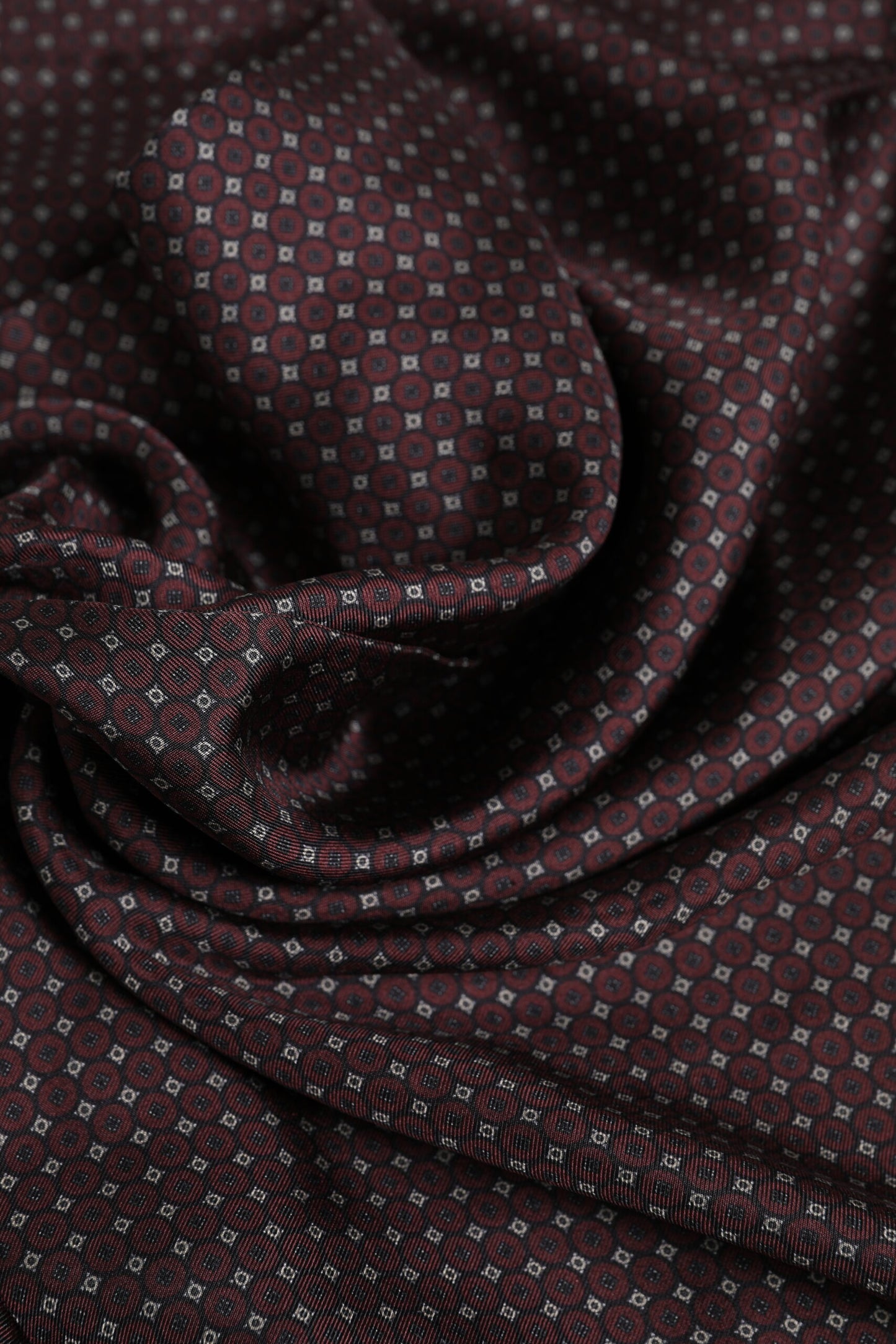 Dolce &amp; Gabbana Maroon Dotted Silk Fringes Foulard Scarf