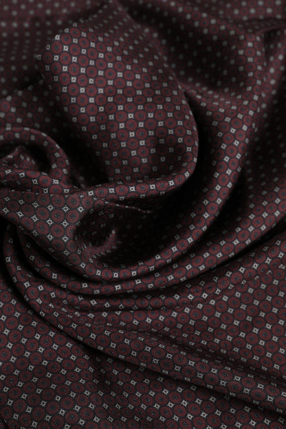 Dolce &amp; Gabbana Maroon Dotted Silk Fringes Foulard Scarf