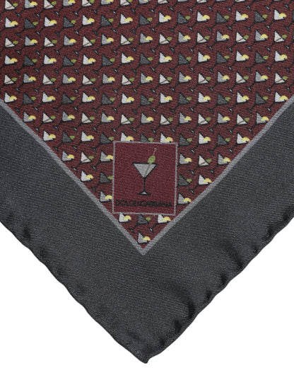 Dolce &amp; Gabbana Maroon Cocktail Silk Square Foulard Scarf