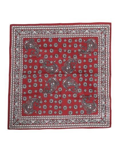 Foulard carré en coton à fleurs rouges Dolce &amp; Gabbana