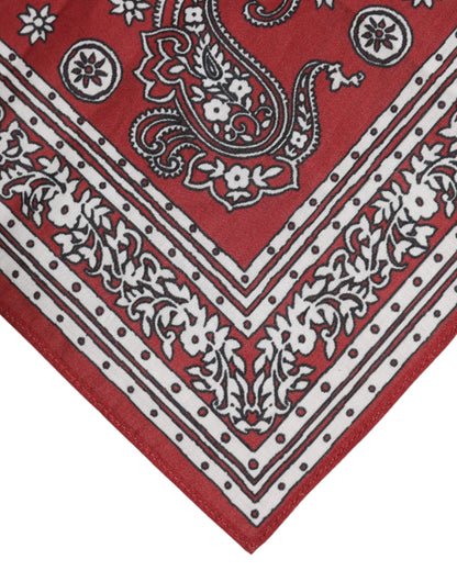 Foulard carré en coton à fleurs rouges Dolce &amp; Gabbana