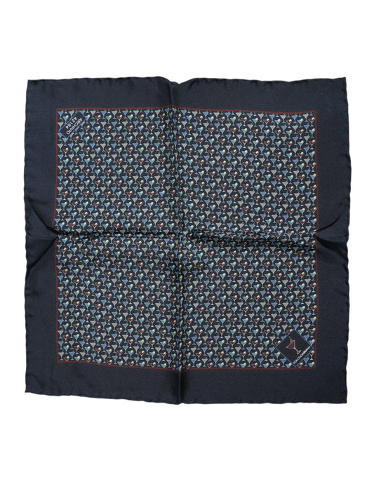 Foulard carré en soie bleu cocktail Dolce &amp; Gabbana