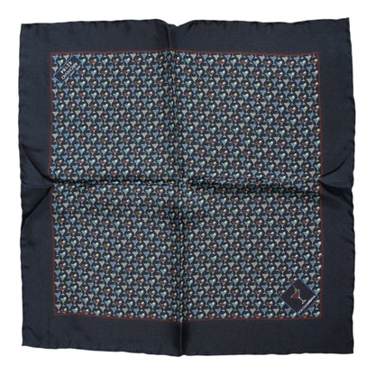 Foulard carré en soie bleu cocktail Dolce &amp; Gabbana