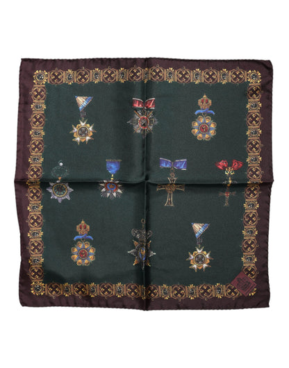 Foulard carré en soie Dolce &amp; Gabbana à médailles vertes