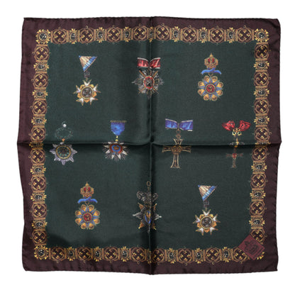 Foulard carré en soie Dolce &amp; Gabbana à médailles vertes