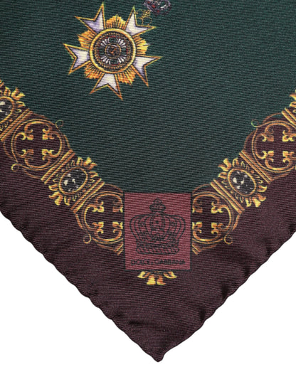 Foulard carré en soie Dolce &amp; Gabbana à médailles vertes