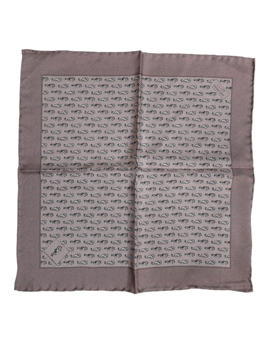 Foulard carré en soie marron motif hippocampe Dolce &amp; Gabbana
