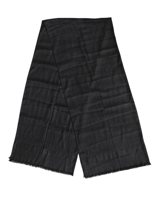 Écharpe cache-cou à franges en cachemire gris foncé Dolce &amp; Gabbana
