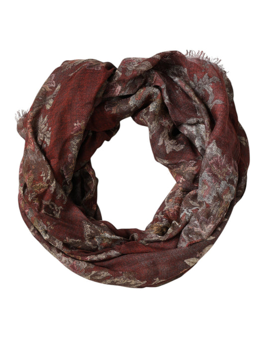 Foulard cache-cou fleuri marron Dolce &amp; Gabbana