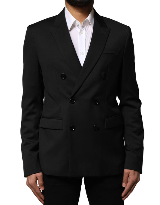 Veste de costume croisée noire Emporio Armani pour homme