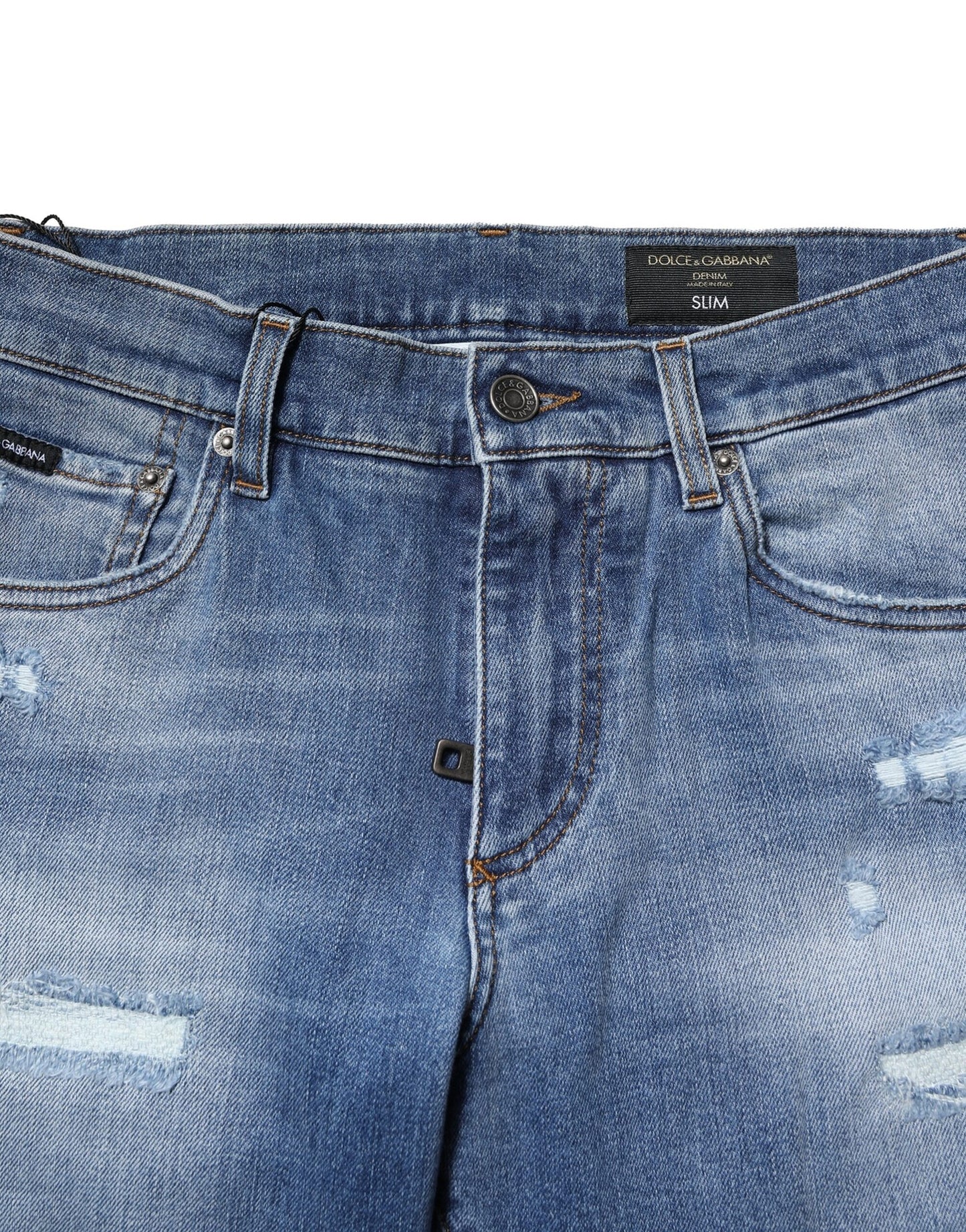 Dolce &amp; Gabbana Blue Washed Cotton Skinny Men Denim Jeans