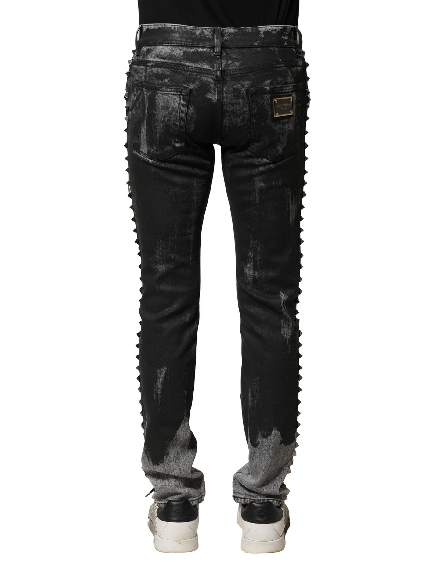 Dolce &amp; Gabbana Black Washed Embellished Skinny Denim Jeans