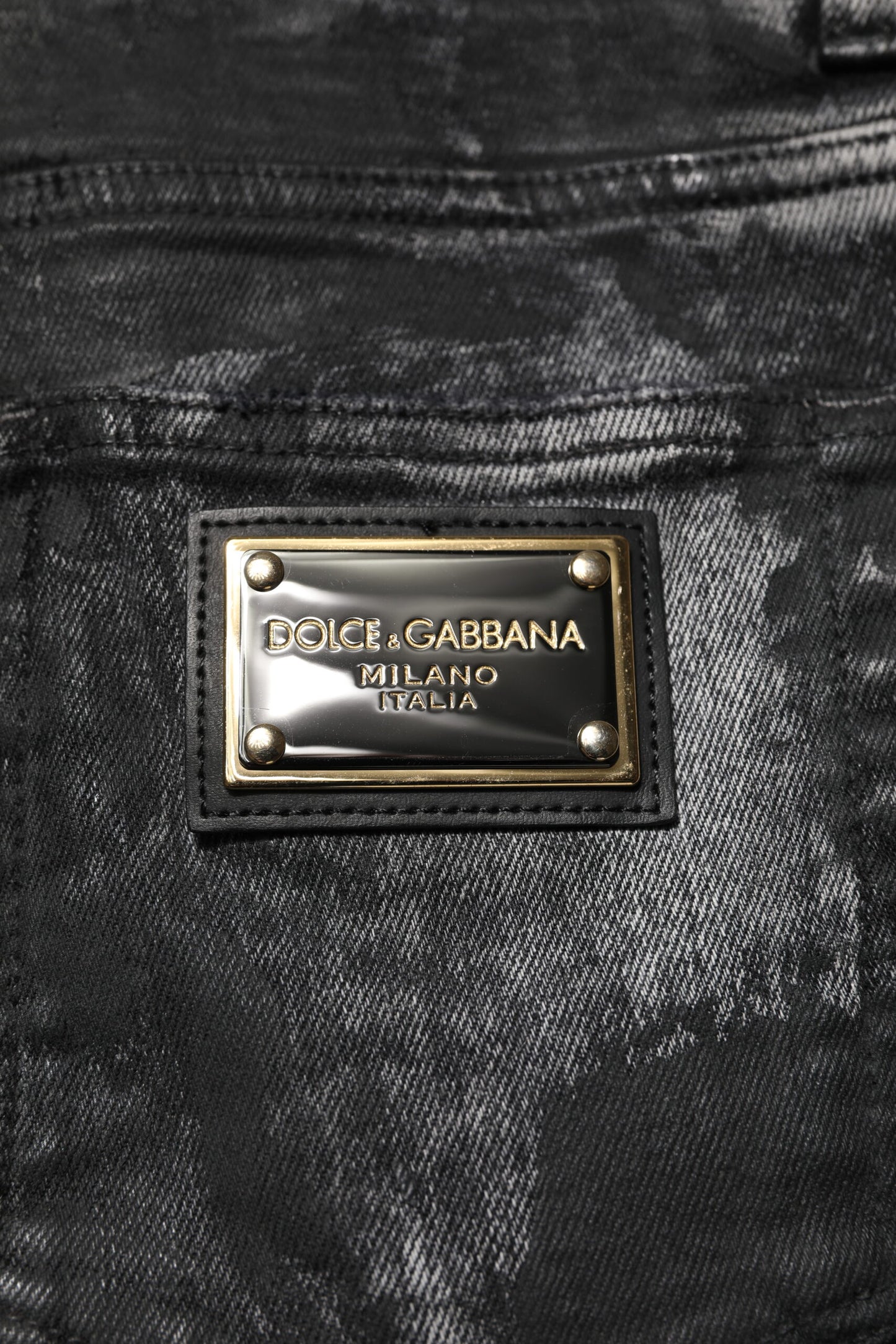 Dolce &amp; Gabbana Black Washed Embellished Skinny Denim Jeans