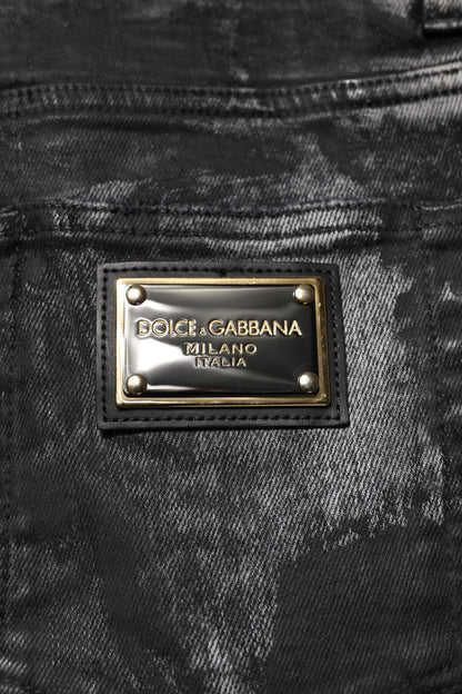 Dolce &amp; Gabbana Black Washed Embellished Skinny Denim Jeans