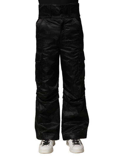 Dolce &amp; Gabbana Black Nylon DG Logo Straight Pants