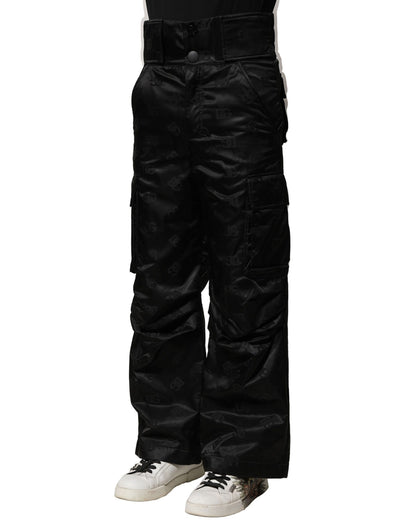 Dolce &amp; Gabbana Black Nylon DG Logo Straight Pants