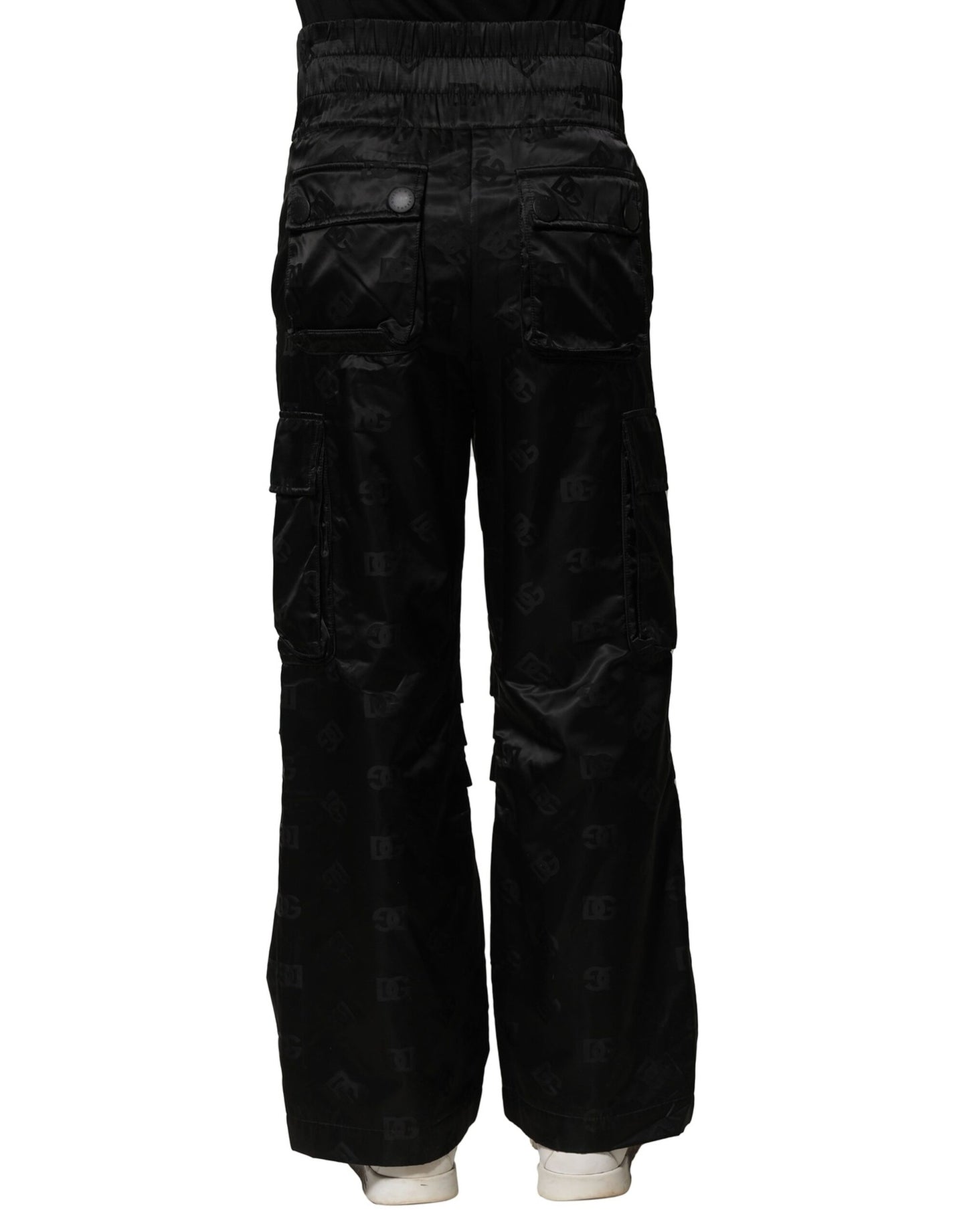 Dolce &amp; Gabbana Black Nylon DG Logo Straight Pants