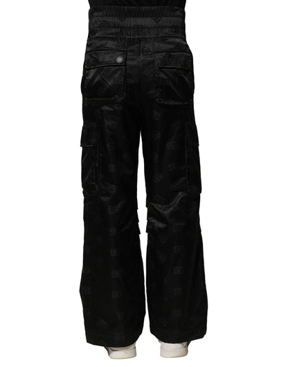 Dolce &amp; Gabbana Black Nylon DG Logo Straight Pants