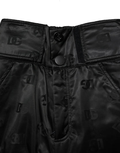 Dolce &amp; Gabbana Black Nylon DG Logo Straight Pants