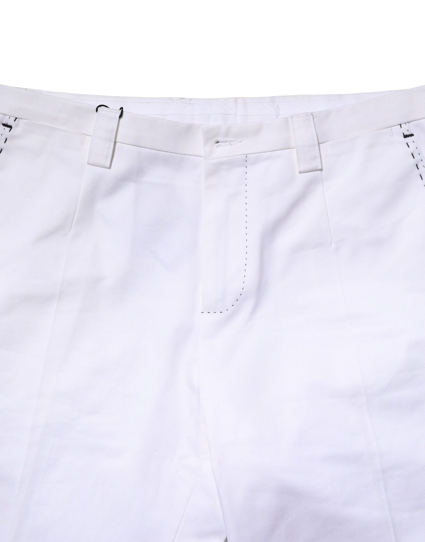 Dolce &amp; Gabbana White Cotton Straight Logo Men Pants
