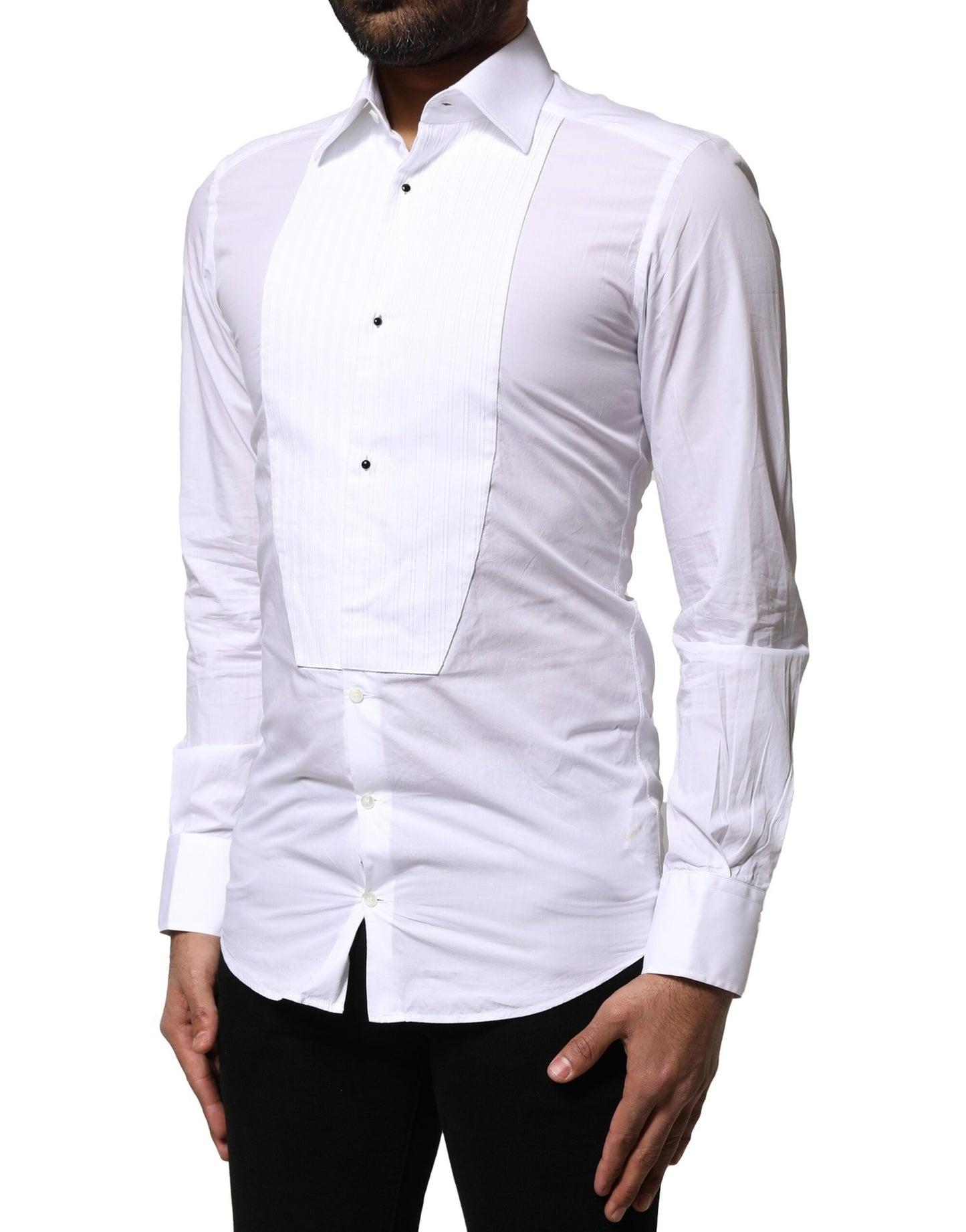 Dolce & Gabbana White GOLD Cotton Poplin Formal Dress Shirt by Dolce & Gabbana