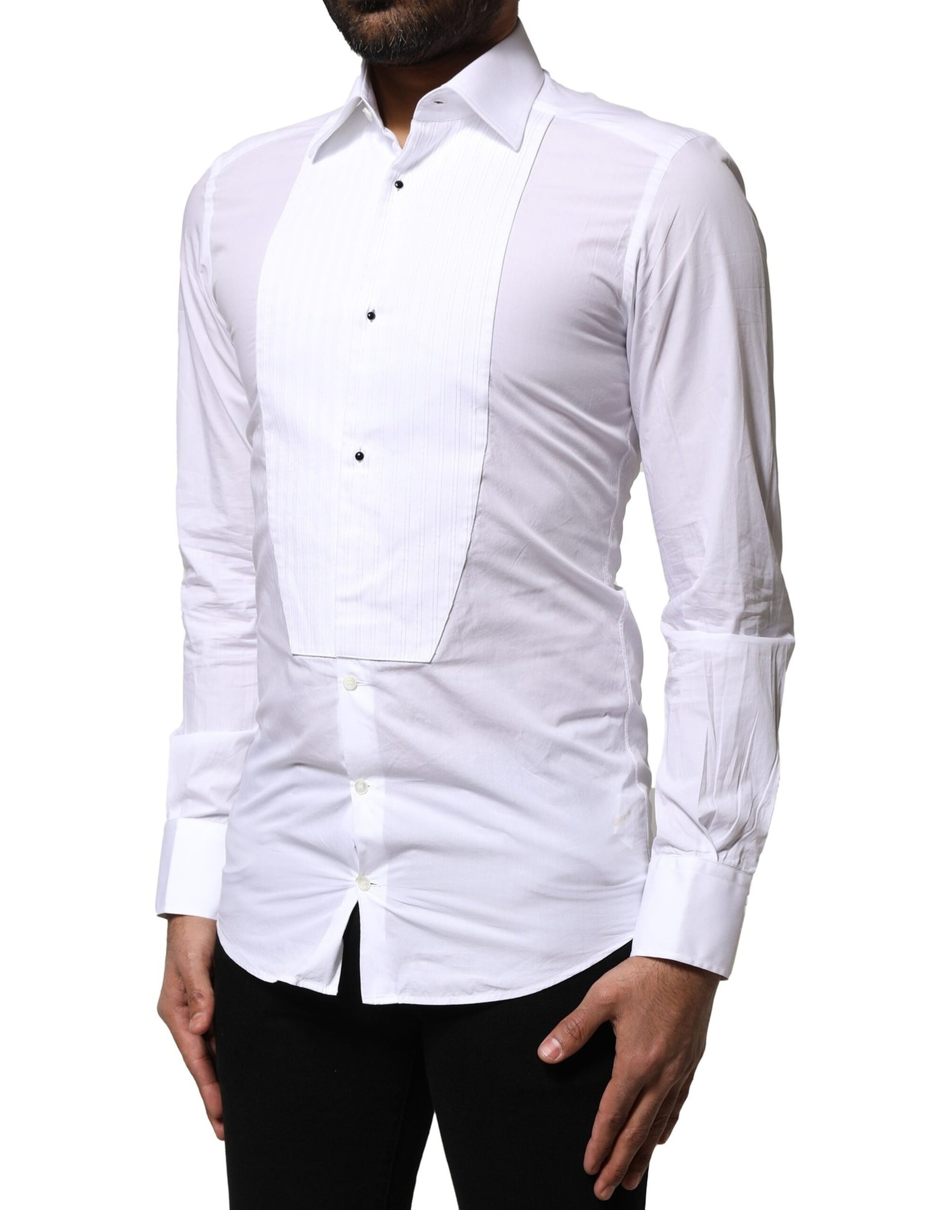 Dolce & Gabbana White GOLD Cotton Poplin Formal Dress Shirt by Dolce & Gabbana