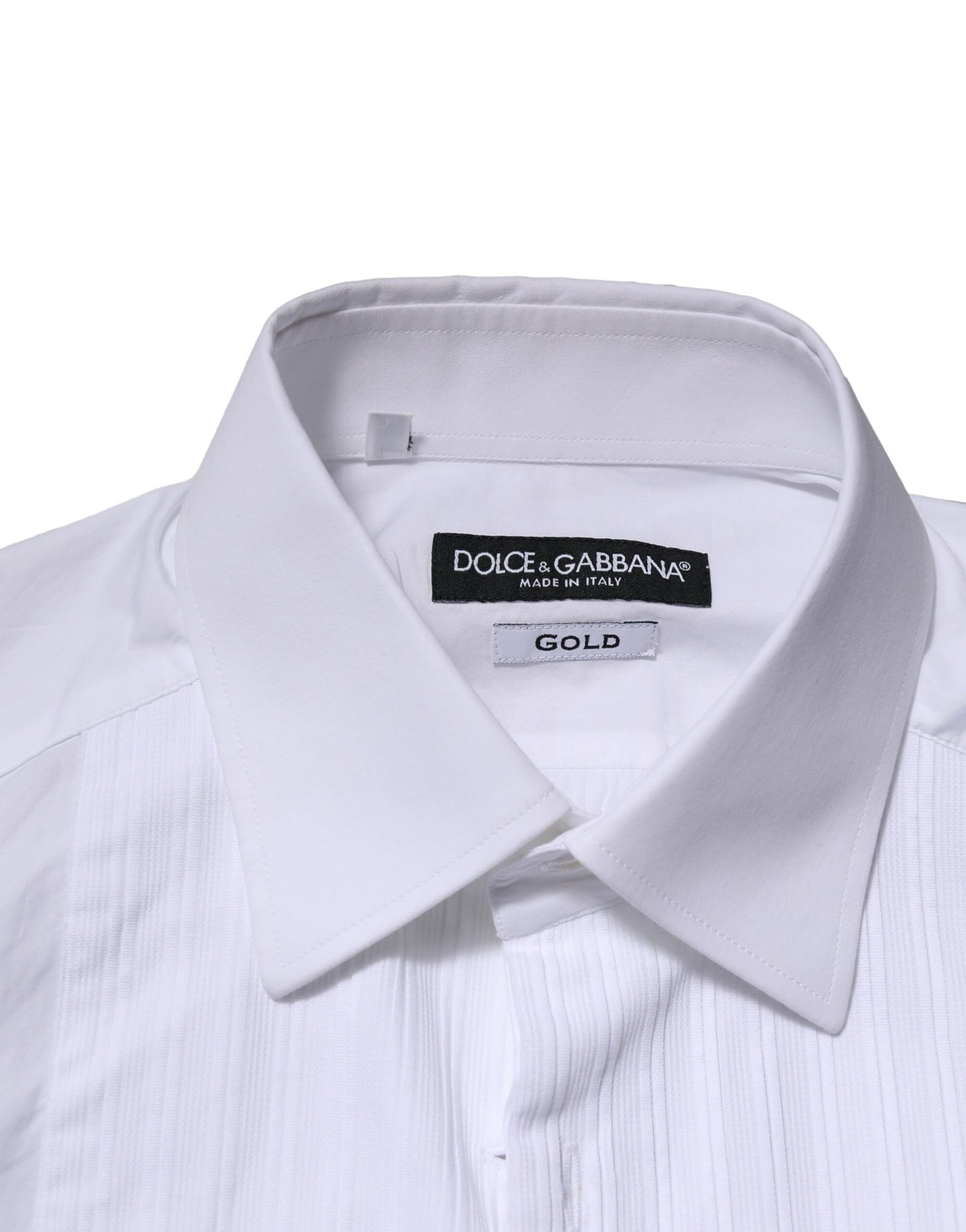 Dolce & Gabbana White GOLD Cotton Poplin Formal Dress Shirt by Dolce & Gabbana