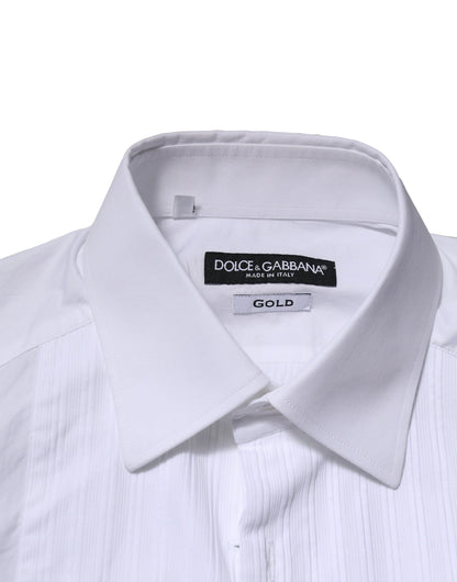 Dolce & Gabbana White GOLD Cotton Poplin Formal Dress Shirt by Dolce & Gabbana
