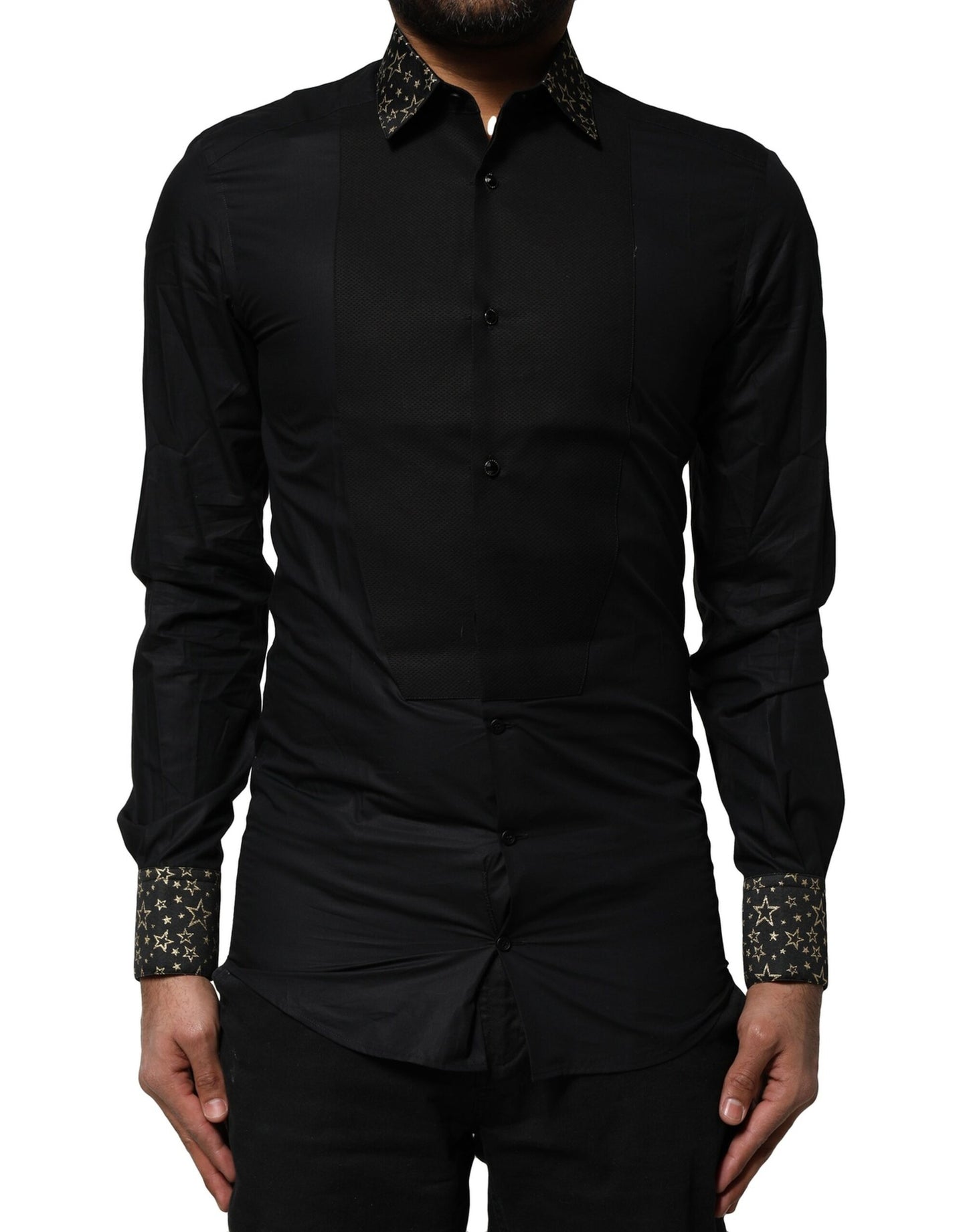 Dolce & Gabbana Black Cotton GOLD Long Sleeves Dress Shirt by Dolce & Gabbana